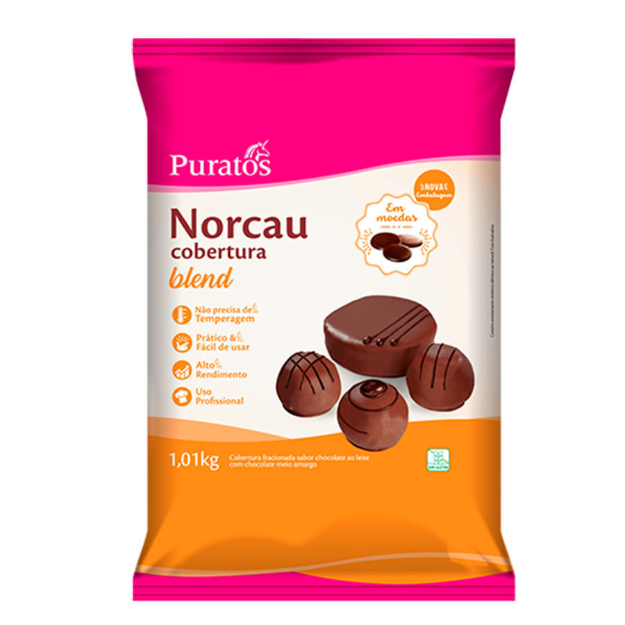 Cobertura Fracionada Chocolate Blend Norcau 1,01kg PURATOS em Oferta na Shopee