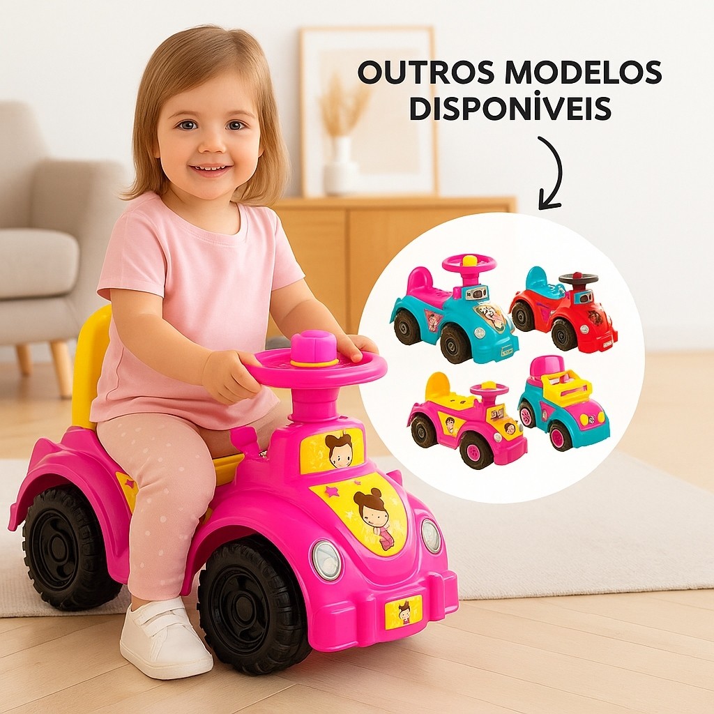 Carrinho Andador Ketokinha Infantil Triciclo Motinha Quadriciclo Para Empurrar Com Buzina