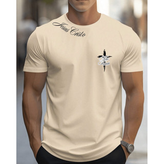 Camisa Masculina Lisa 100% Algodão Blusa Reforço Ombro Estilo Sport Casual Jesus Cristo Nao Temas em Oferta na Shopee