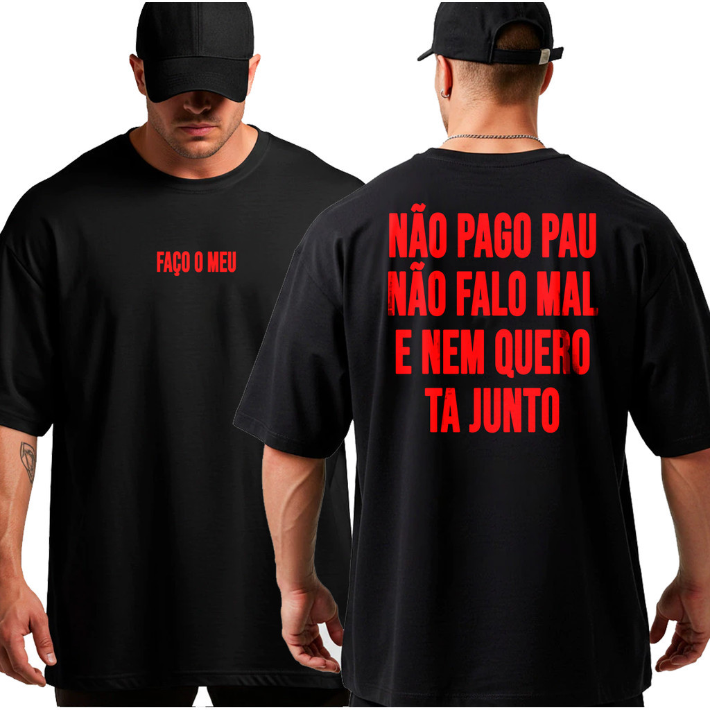 [Camiseta Premium em Algodão Puro]GXG Camiseta Oversized Faço o Meu Musculação Grande Algodão Streetwear Treino Academia