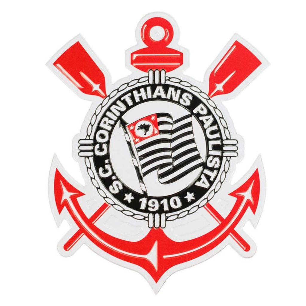 Placa Metal Formato Escudo Time Decoração 20.5x17.5cm - Corinthians em Oferta na Shopee