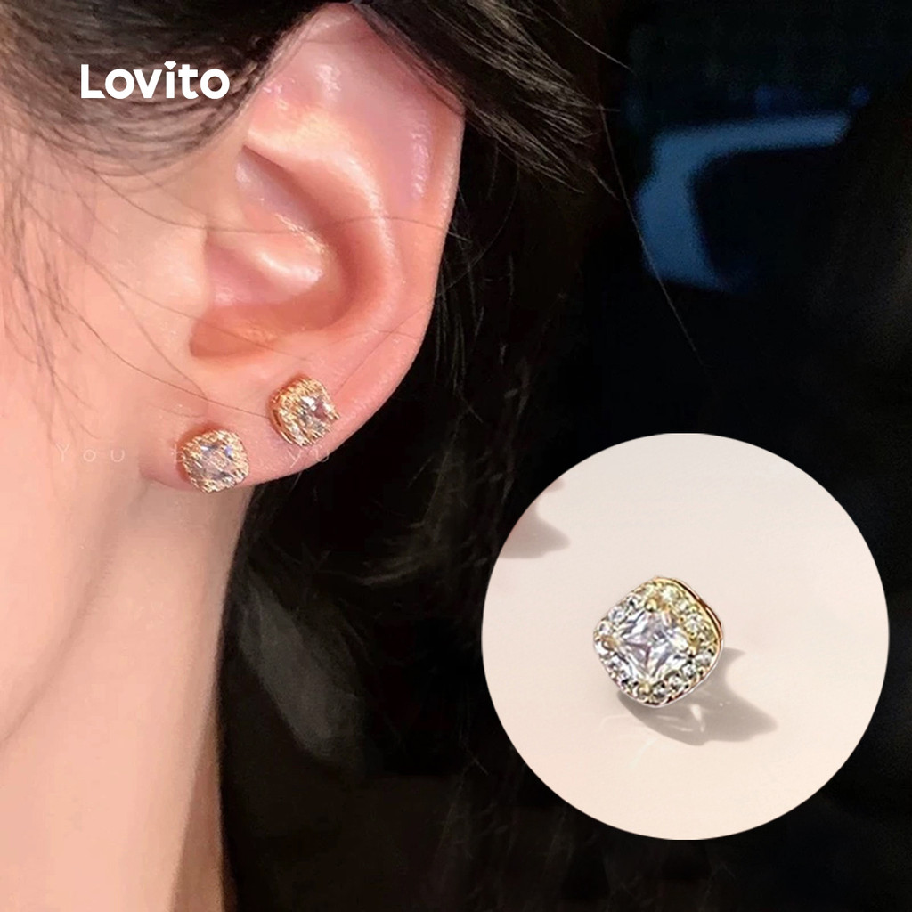 Lovito Brincos Elegantes de Novo Estilo LFA105174 em Oferta na Shopee