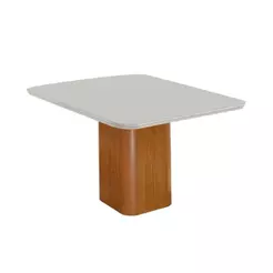 Mesa Jantar Eloise 90cm Tampo Mdf Vidro Canto Copo Moderna Naturalle Off White Serigrafia