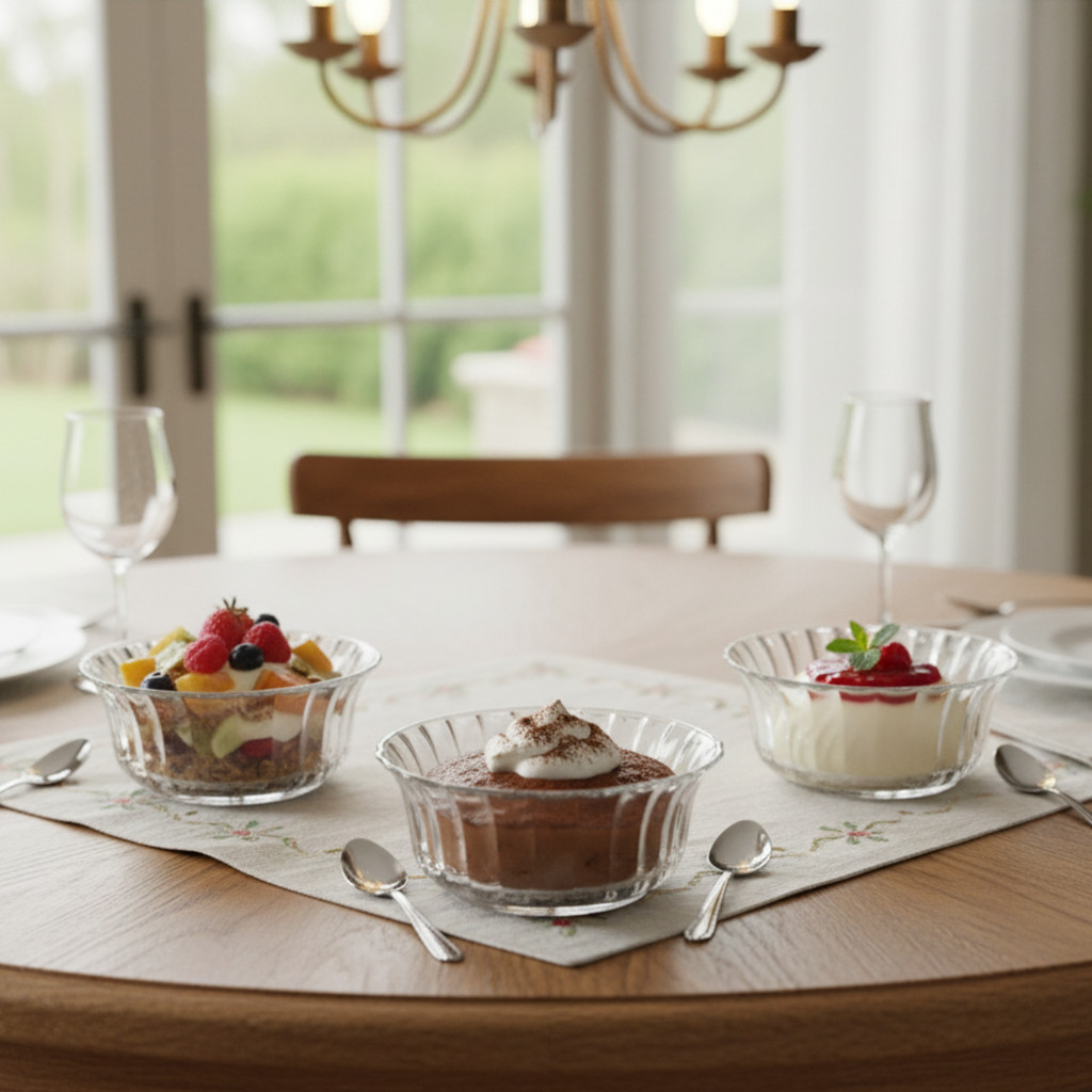 Tigelas Dália de Vidro 250ml com 3PCS Conjunto Elegante e Resistente para Sobremesas