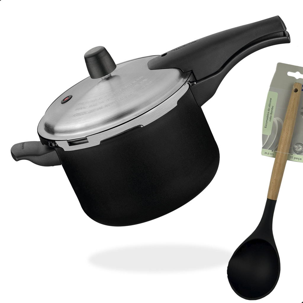 Panela de pressão tramontina vancouver 4,5l antiaderente preta em Oferta na Shopee