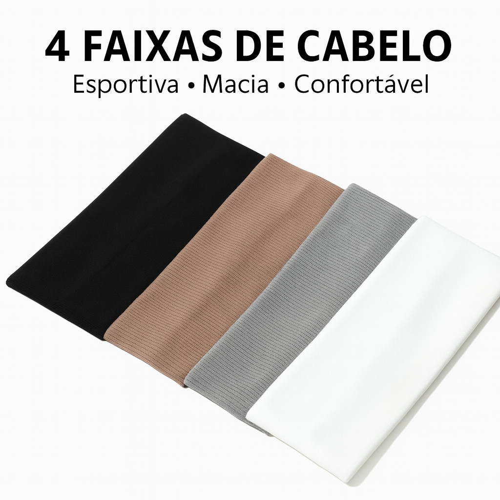 4 Faixas de Cabelo Penteados e Esportes Branco, Preto, Marrom Claro e Marrom Escuro em Oferta na Shopee