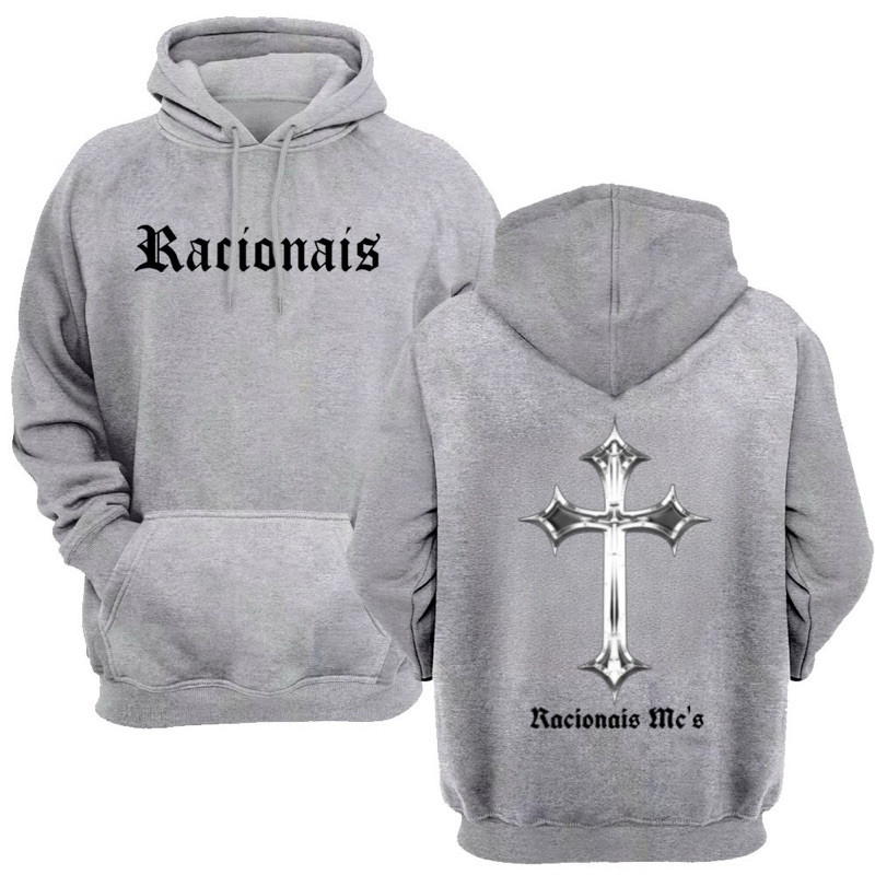 Moletom Canguru Estampado Racionais Adulto Unissex  Blusa de Frio Capuz  Flanelado