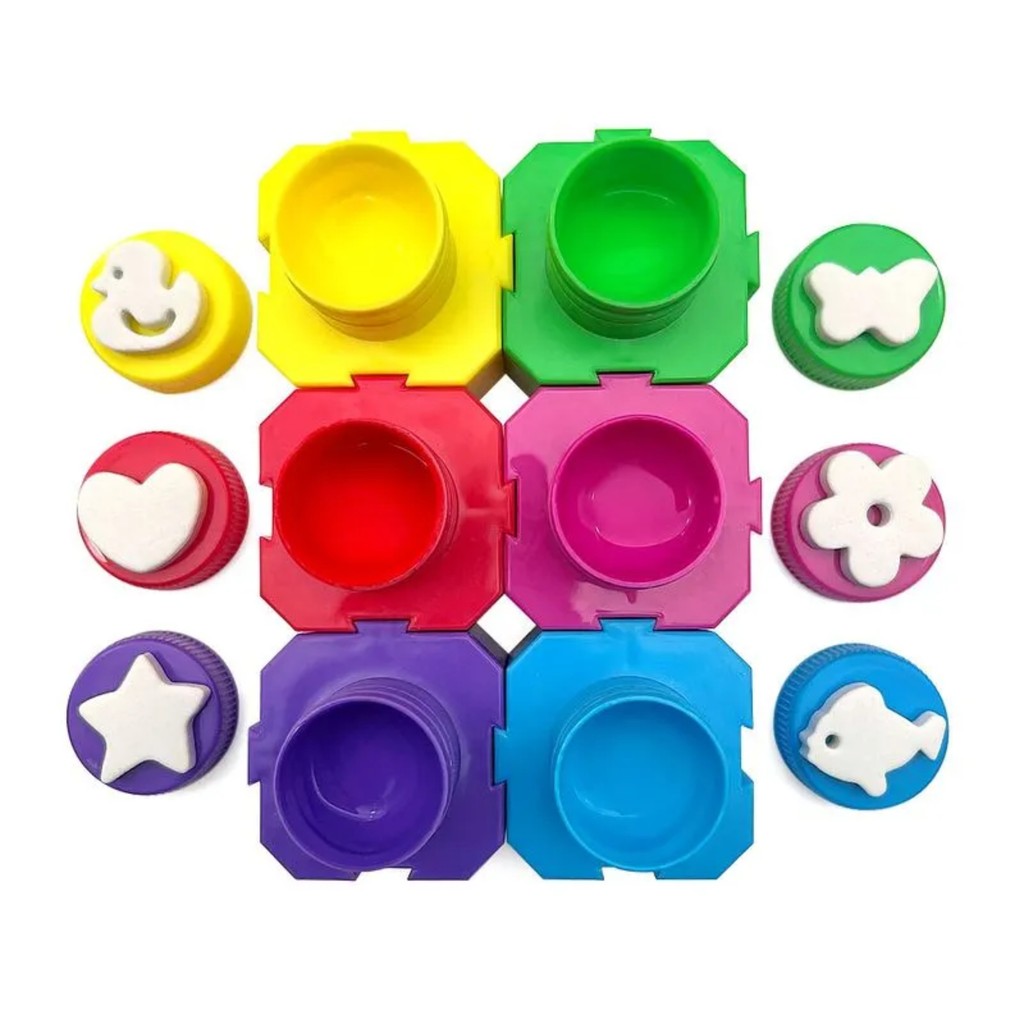 Guache com 6 Carimbos com Pote Encaixável Estojo C/ 6 cores 20ml cada Leo&Leo Leonora - 10174 em Oferta na Shopee