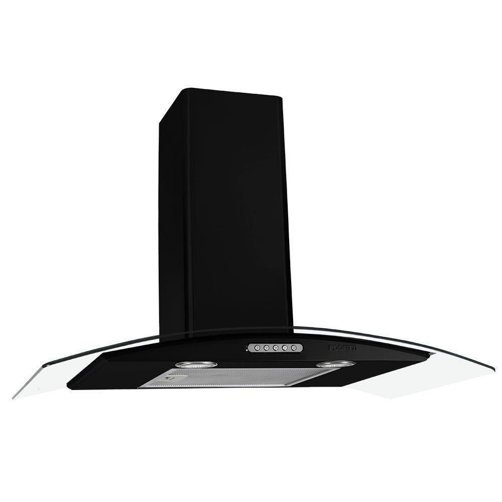 Coifa De Parede 80cm Vidro Curvo Duto Slim Fogatti Black 110V