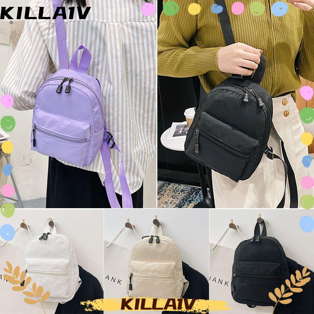 FKILA Mini Mochilas Adolescentes Meninas Nylon Casual Mochila Branca