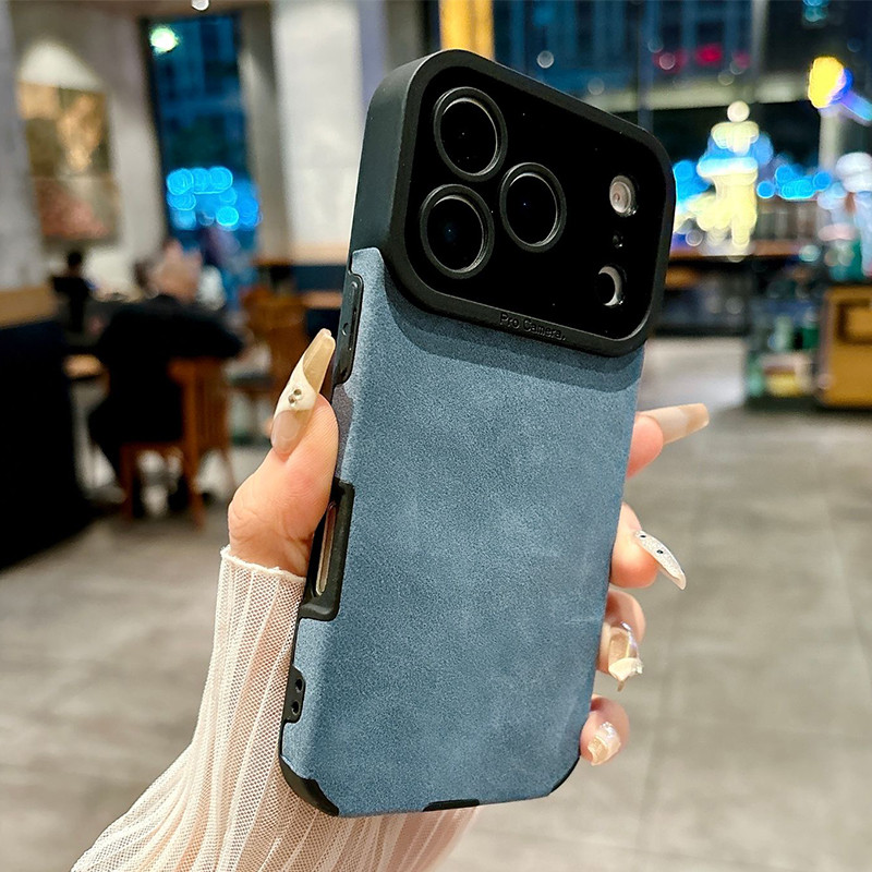 Camurça Caso De Couro Pele De Cordeiro Para iPhone 17 Pro Max Plus 16 15 14 13 12 11 17 Ar Macio Pára-Choques Armadura C em Oferta na Shopee