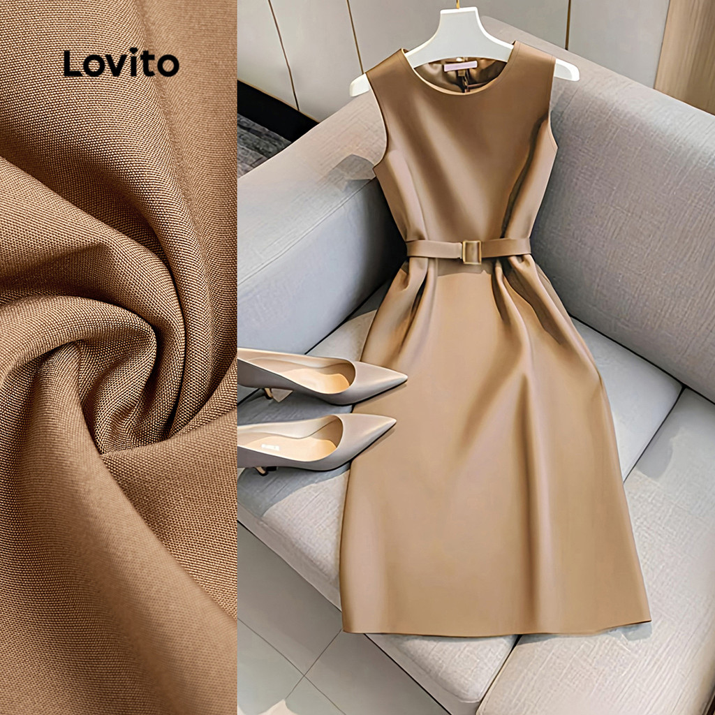 Lovito Vestido Feminino Elegante com Cinto para primavera/verão L143ED663 em Oferta na Shopee