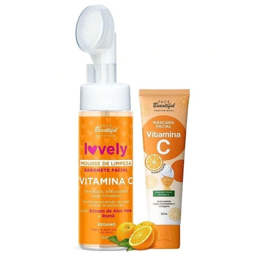 Kit Sabonete Mousse De Limpeza Vitamina C + Mascara Peel Off Vitamina C