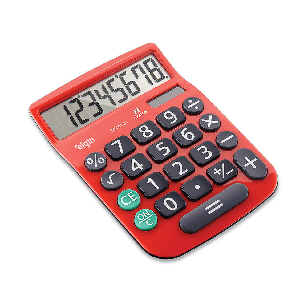Calculadora de Mesa 4131 Vermelha - 8 Dígitos Raíz Quadrada