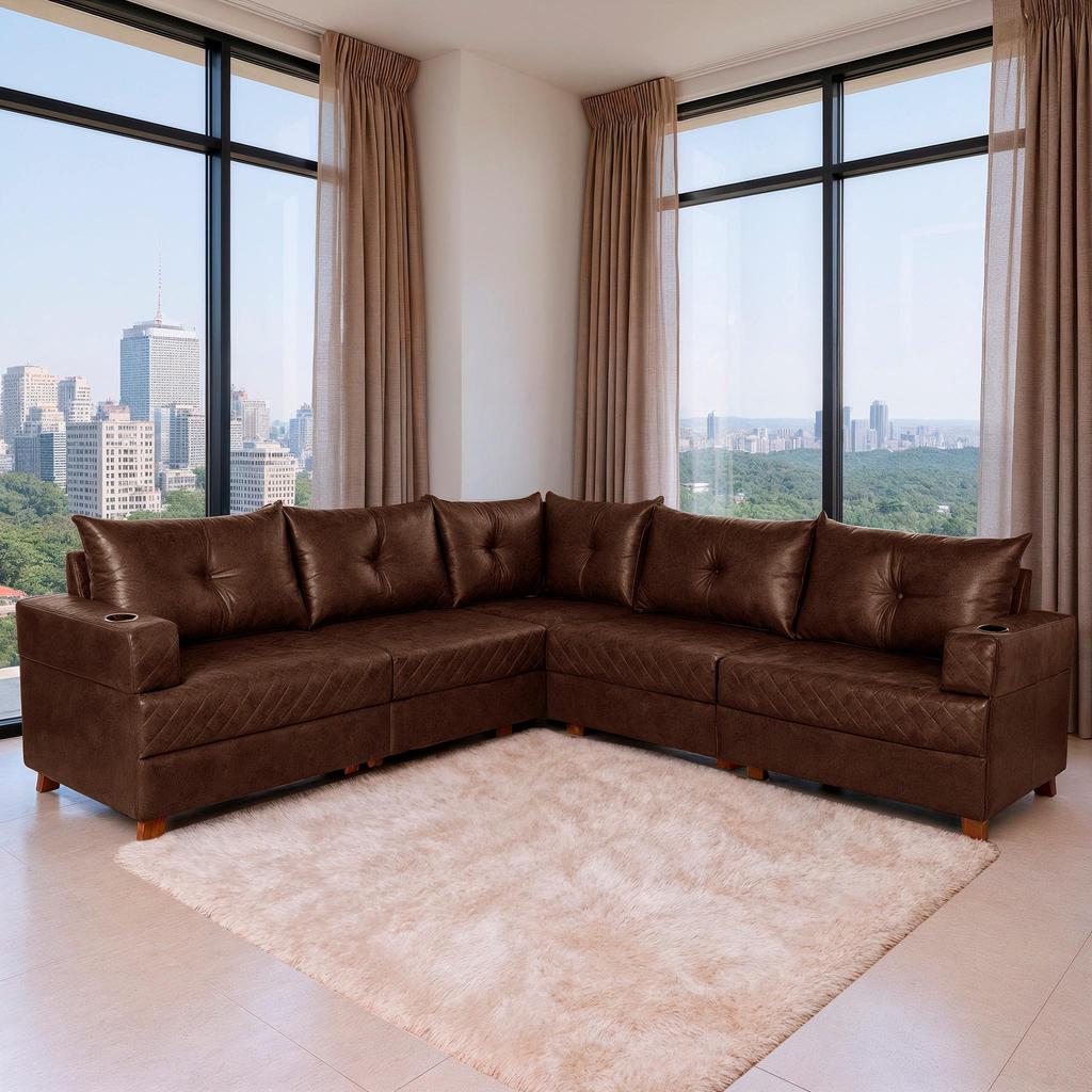 Sofá 5 Lugares 2,57x2,57m Canto Essenza Luxo Bom Pastor em Oferta na Shopee