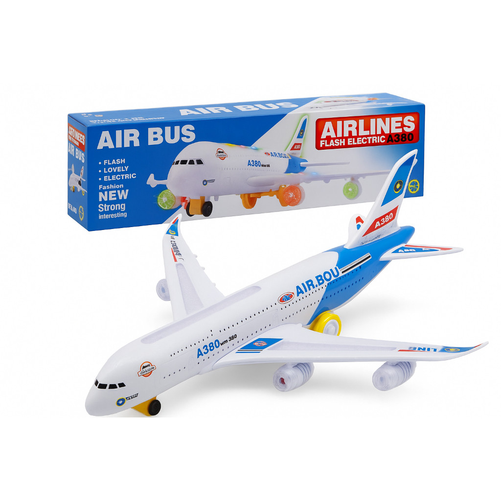 Avião Airbus A380 Brinquedos Infantil | Com Luz, Som e Movimento Bate e Volta Interativo