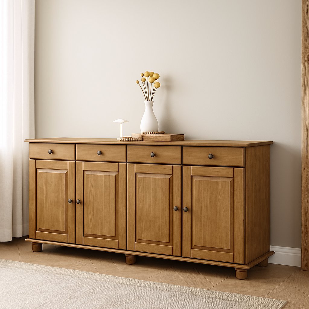 Buffet Aparador Rústico 100% Madeira Maciça 4 Portas 4 Gavetas Linha Rubi Freijó em Oferta na Shopee