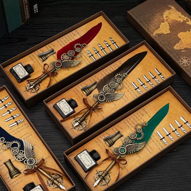 Caneta Tinteiro Retrô com Tinta em Caixa de Presente para Escola e Escritório em Oferta na Shopee