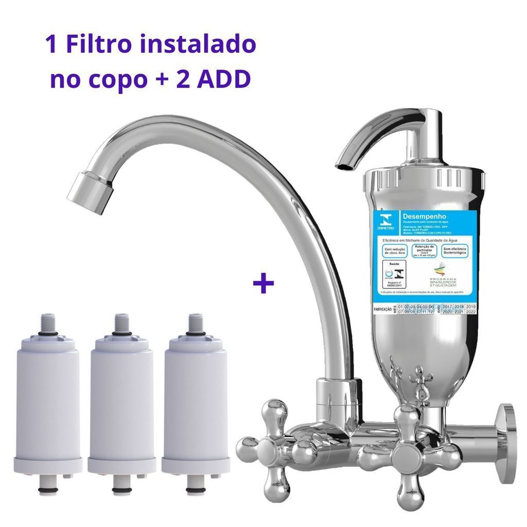 Filtro Torneira De Parede ABS + 2 Velas Praticidade E Saúde em Oferta na Shopee