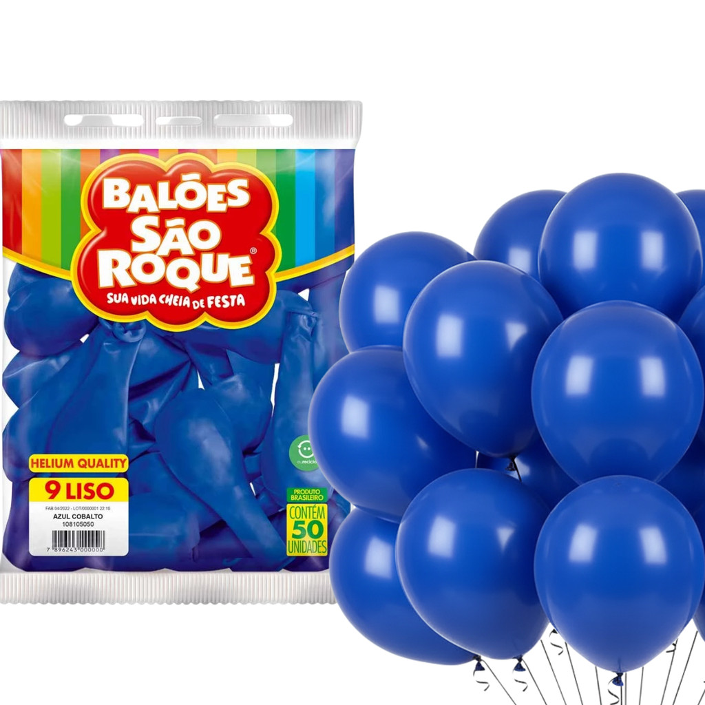 Balão Redondo N.09 Azul Cobalto Pacote 50 Unidades - São Roque em Oferta na Shopee