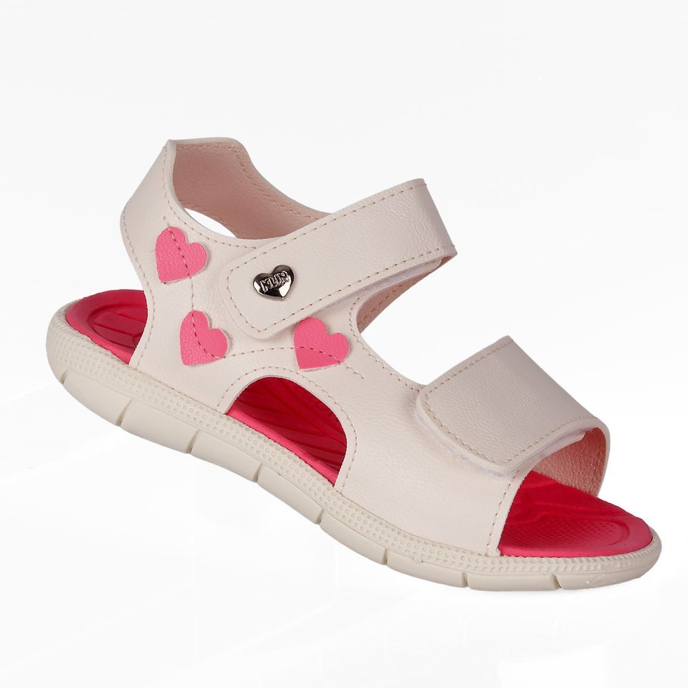 Sandália Papete Klin Menina Infantil Off White/ Pink  Coração Velcro Anatômica Confortável em Oferta na Shopee