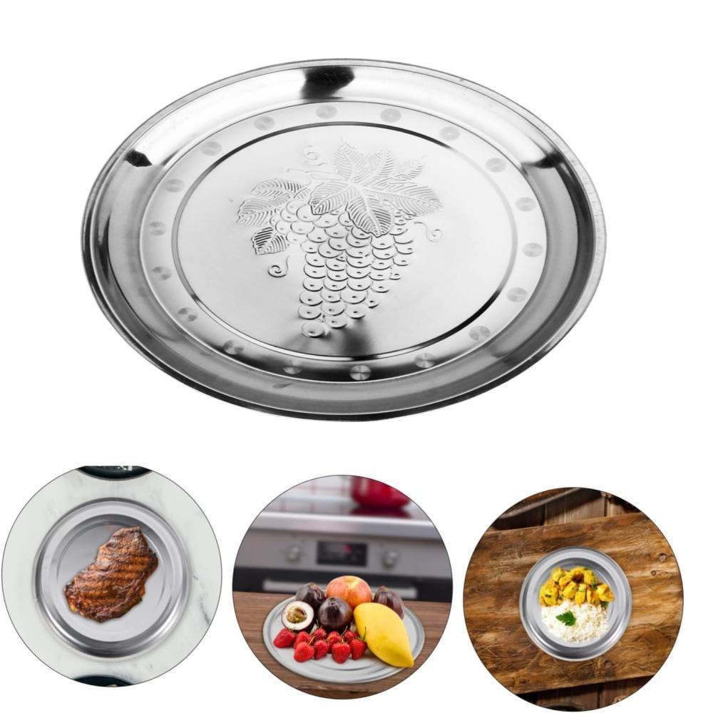 BANDEJA REDONDA INOX 34CM PROFISSIONAL PARA GARCOM RESTAURANTE BAR PIZZA PRATOS