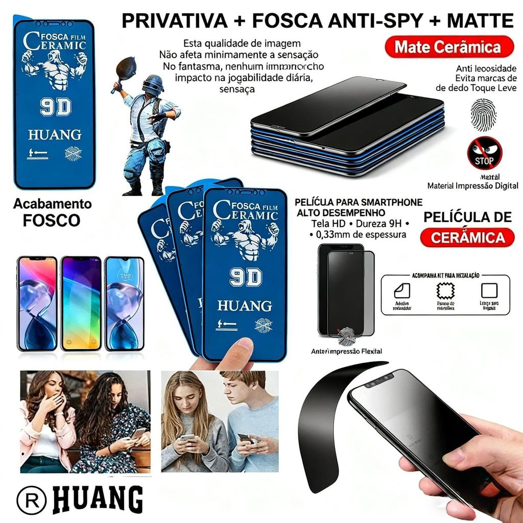 Película Privativa Fosca Cerâmica Anti-Spy Matte Hidrogel MOTO G05 G15 G35 G55 G75 — imagem 2 de 2