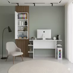 QUEIMA DE ESTOQUE - Kit Mesa de Computador Gamer com Armário Aéreo de 1 Porta e 4 Prateleiras