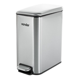 Lixeira retangular 5 litros inox Cinza VONDER em Oferta na Shopee