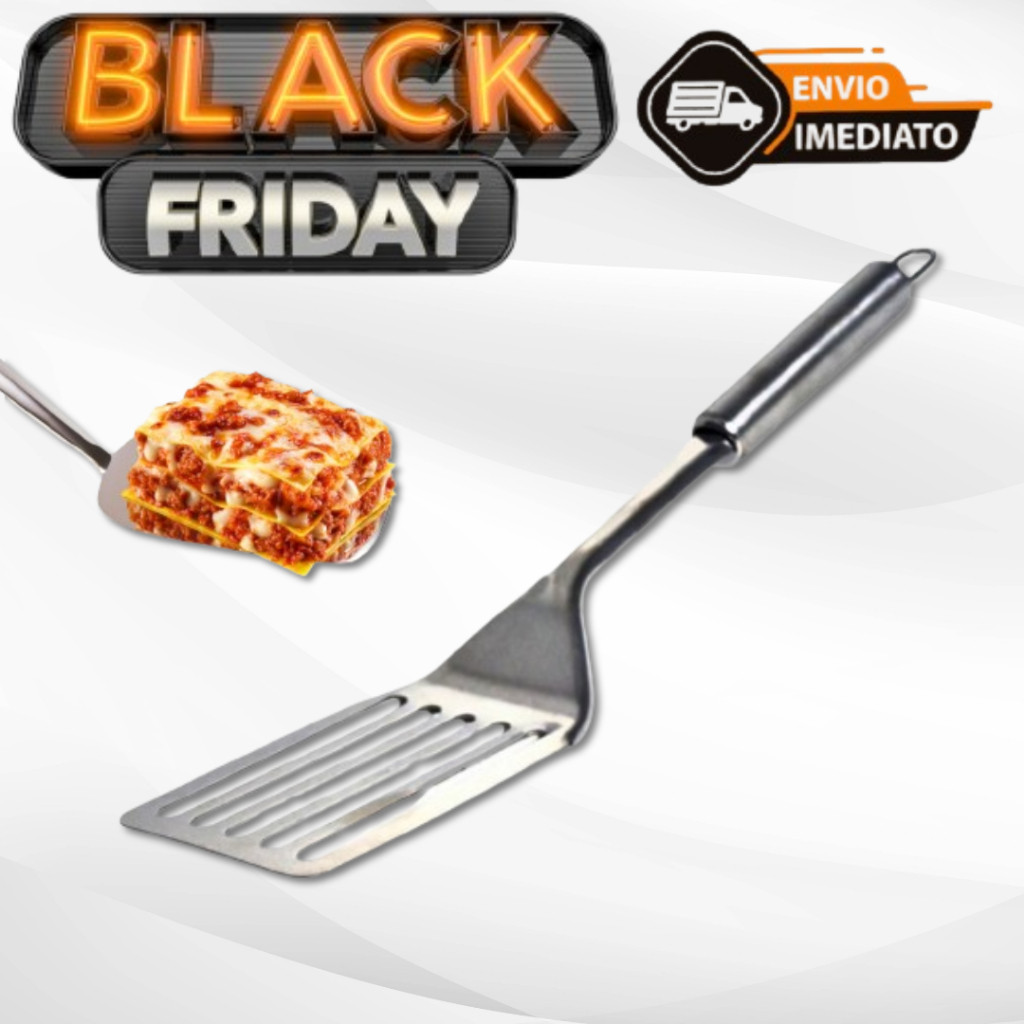 Espátula Vazada 100% Aço Inox para Fritura Hamburguer Gourmet Resistente Multiuso em Oferta na Shopee