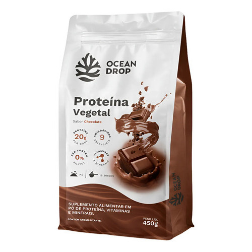Proteína Vegetal Ocean Drop Vegano Proteína Ervilha Amêndoas - Chocolate
