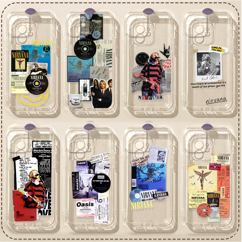 NIRVANA kurt cobain Grunge Banda Oasis Caso Para iPhone 17 Ar 17 11 15 Pro Max Plus Silicone Macio Capa Clara
