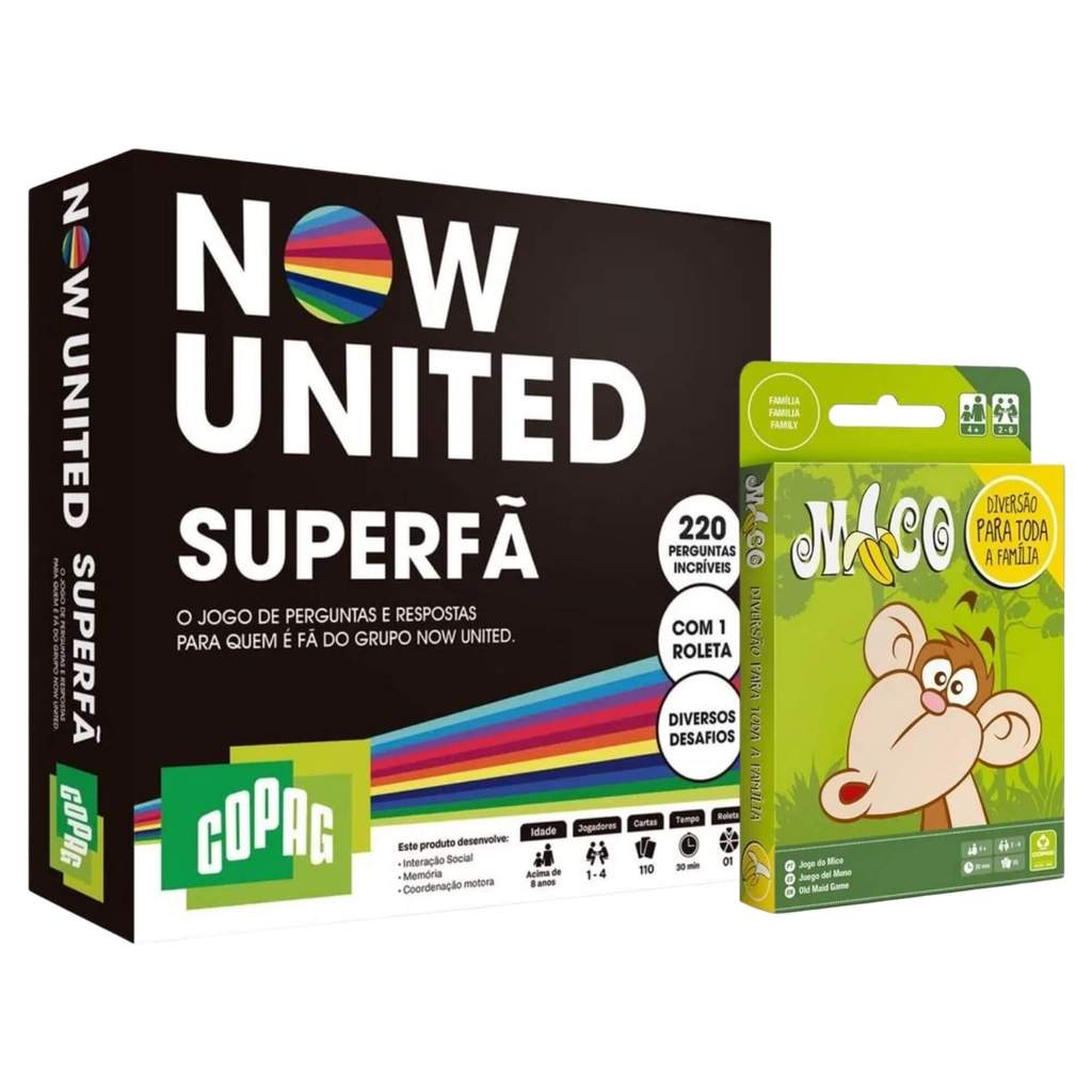 COMP Kit 2 Jogos de Carta: Now United Super Fã (110 Cartas) + Jogo do Mico (2 a 6 Jogadores)