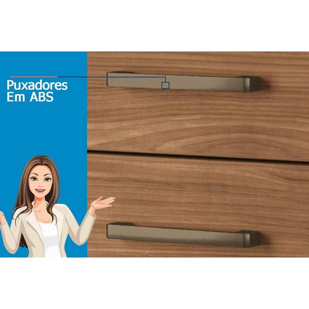Detalhes do Cômoda de Quarto Marabá 1.6 c/ 1 Porta 2 Nichos e 6 Gavetas c/ Espelho jatoba/Areia - Santos Andirá