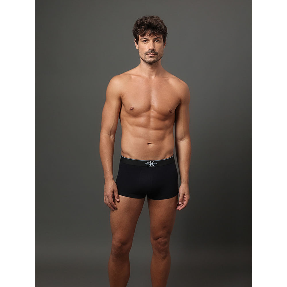 Cueca Low Rise Trunk Cotton Monogram Calvin Klein Underwear - Preto