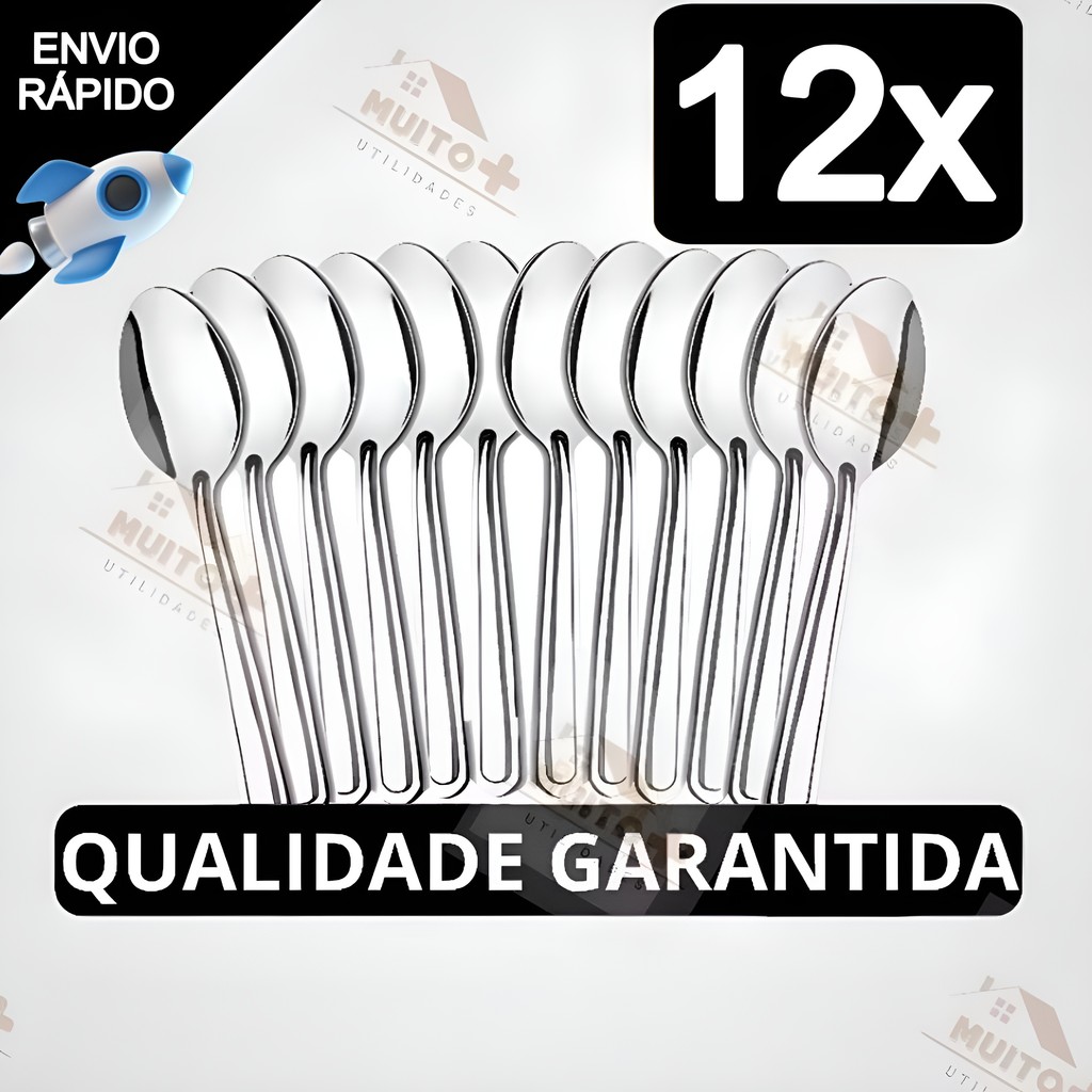 Jogo de Talheres 12 Colheres de Mesa Restaurante Para Cozinha Talher Casa