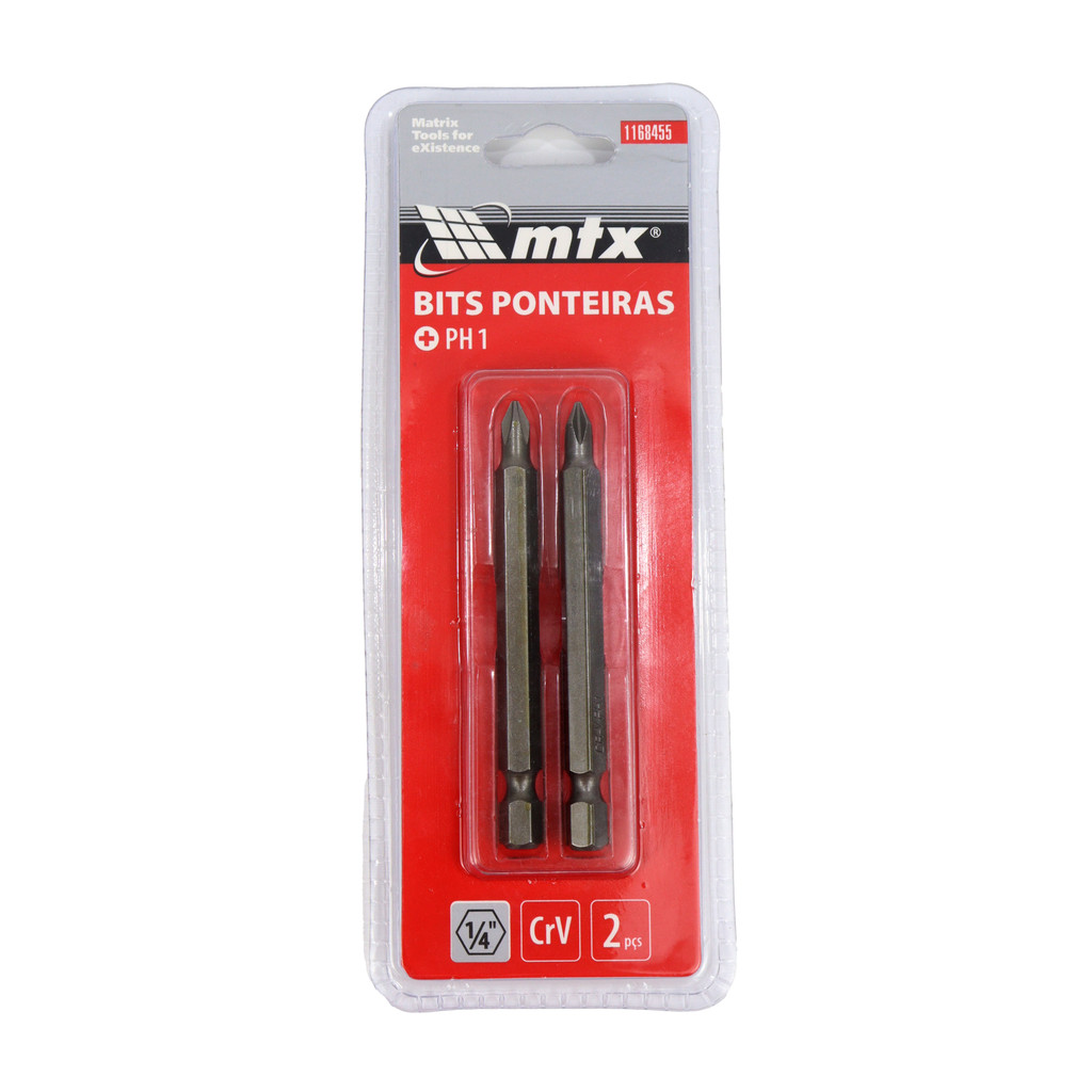 BITS PHILLIPS PH1, CROMO VANADIO, 75MM, 2PCS // MTX