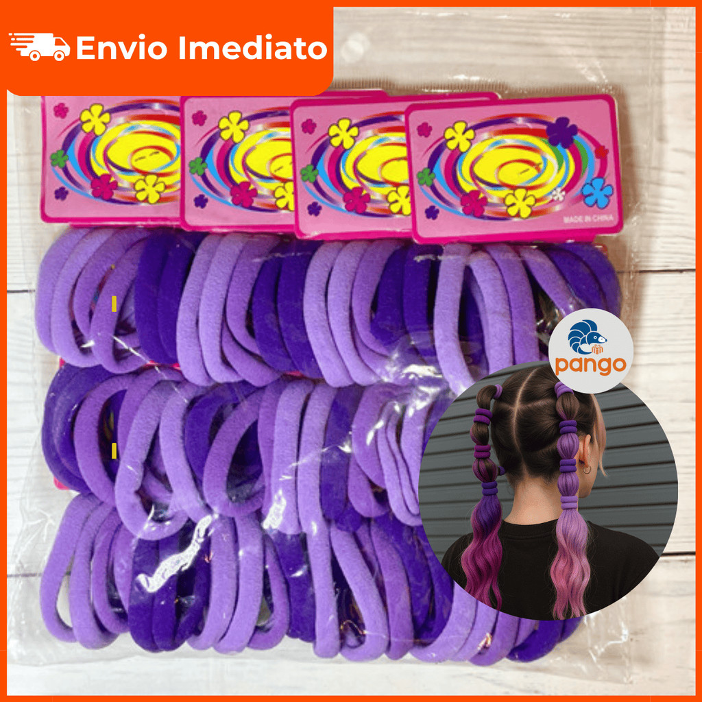 Kit Rabico de Cabelo Trend Roxo Lilás Xuxinha Colorida Elástico em Oferta na Shopee
