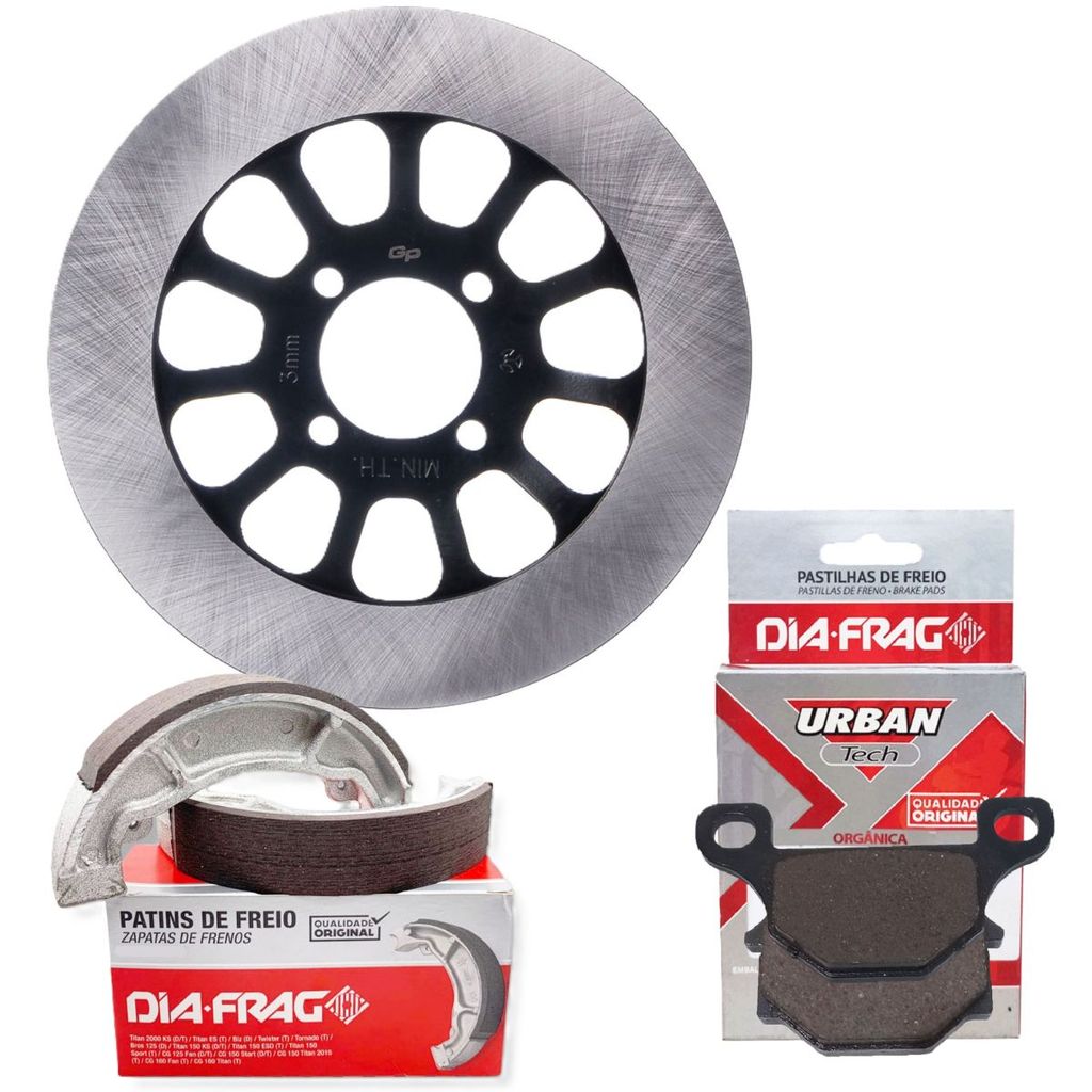 Disco de Freio Dianteiro P/ Suzuki Intruder 125 + Pastilhas e Lonas Diafrag