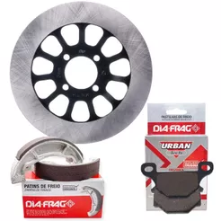 Disco de Freio Dianteiro P/ Suzuki Intruder 125 + Pastilhas e Lonas Diafrag
