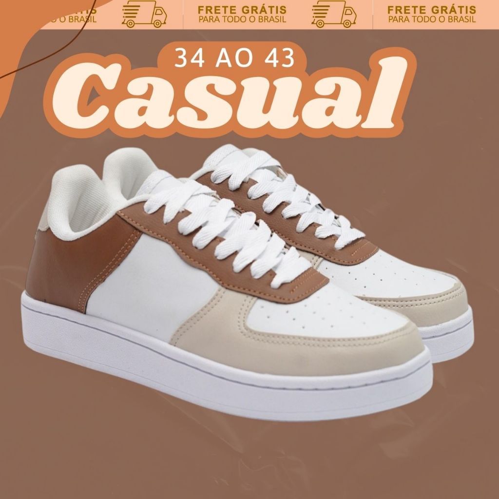 Tênis PROMOÇÃO Várias Cores Casual Feminino Branco 34 ao 43 Barato e Confortável - Envio Rápido