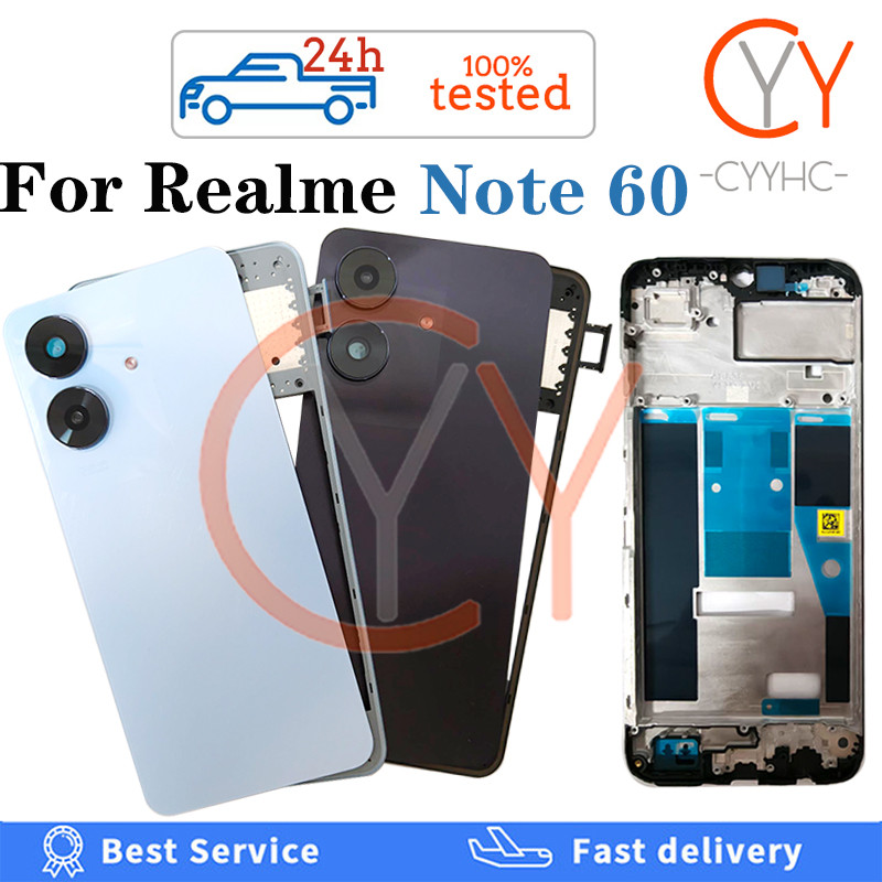 Para Realme Note 60 Tampa Traseira Carcaça Da Bateria Botão De Volume Liga/Desliga Porta + Moldura Frontal LCD + Substit