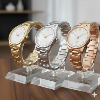 Relógio Quartz Feminino Clássico Dourado com Pulseira em Aço Inoxidável Elegância Atemporal