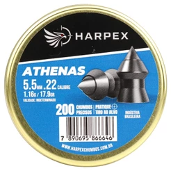 Chumbinho Harpex Athenas Precisão e Penetração 5.5mm (.22) - 200un