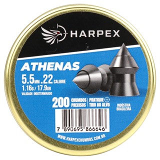 Chumbinho Harpex Athenas Precisão e Penetração 5.5mm (.22) - 200un em Oferta na Shopee