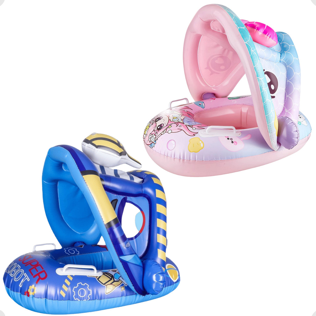 Boia Inflável Infantil com Cobertura Flutuador com Toldo para Crianças Brinquedo Piscina Praia Tippi em Oferta na Shopee