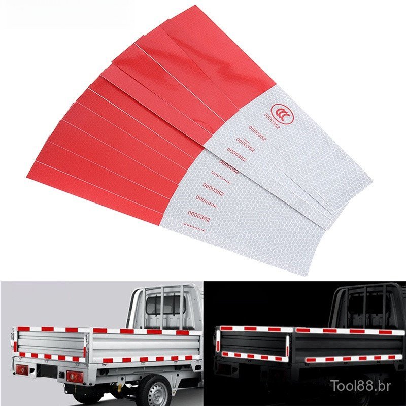 10 Peças de Fita de Segurança Refletiva Adequada para Caminhão Carro Adesão Noturna