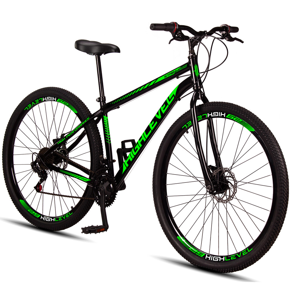 Bicicleta Aro 29 Aço Carbono Highlevel Freios A Disco 21 Marchas