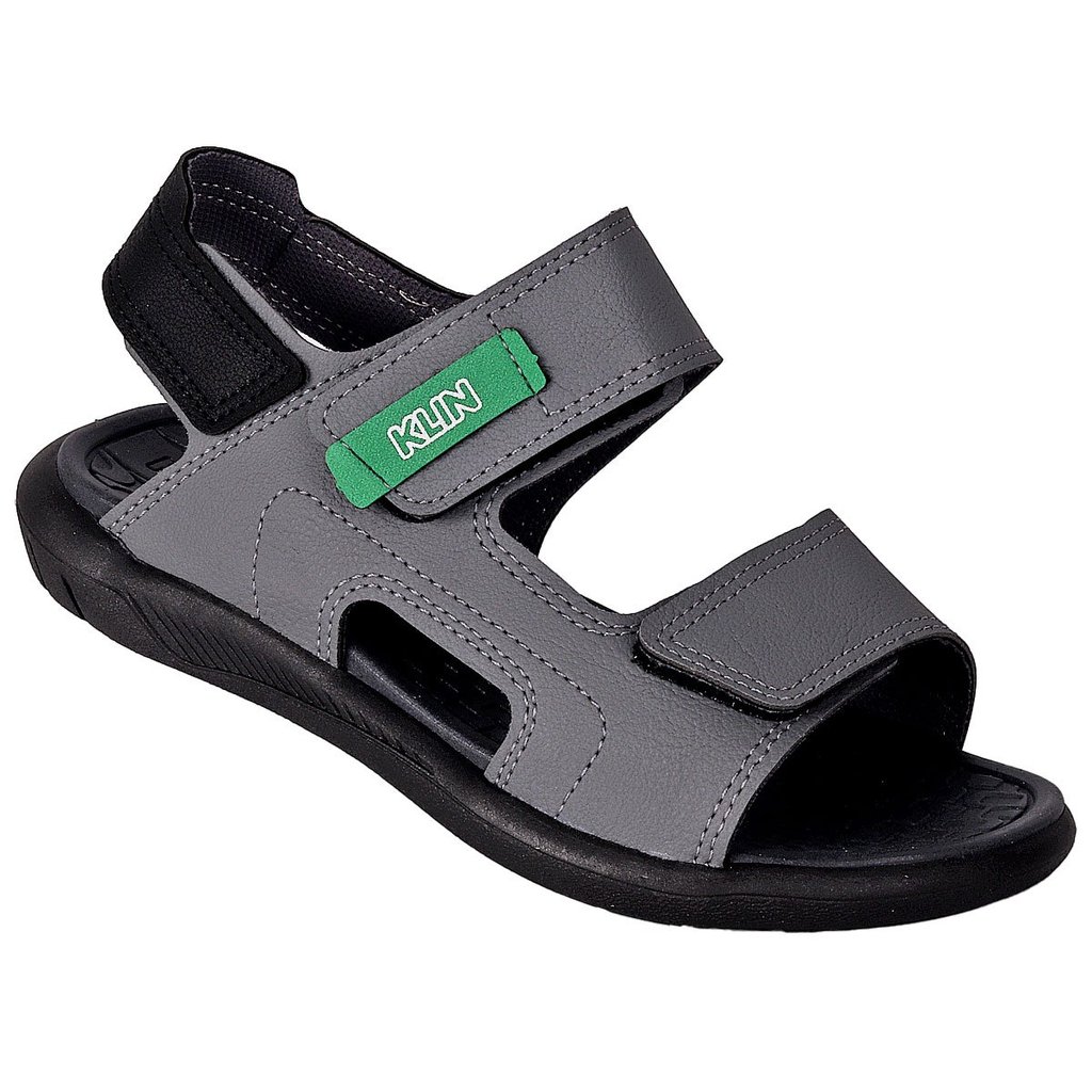 Papete Klin Sandália Infantil Masculina Grafite/Preto Velcro Ajustável Conforto Dia a Dia Anatômica em Oferta na Shopee