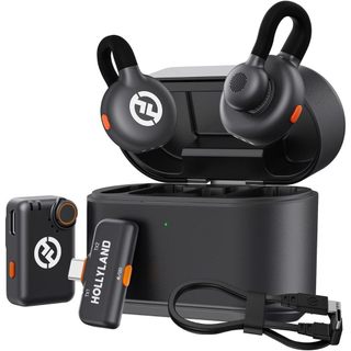 Hollyland Lark M2S Microfone de lapela sem fio com plugue USB-C para iPhone 15/16 e Androids Clipe de Titânio